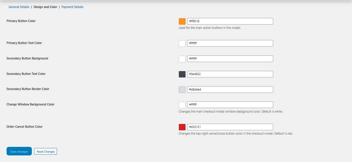 Design and color customization section